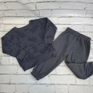 Grey Leopard Boys Fleece Lined Sweatshirt and Sweatpants Matching Set